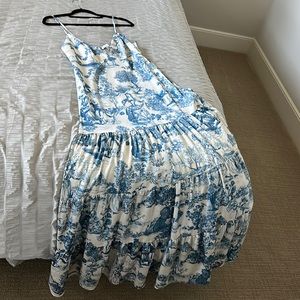 NWOT Gianni Bini blue toile maxi dress with adjustable straps size 8